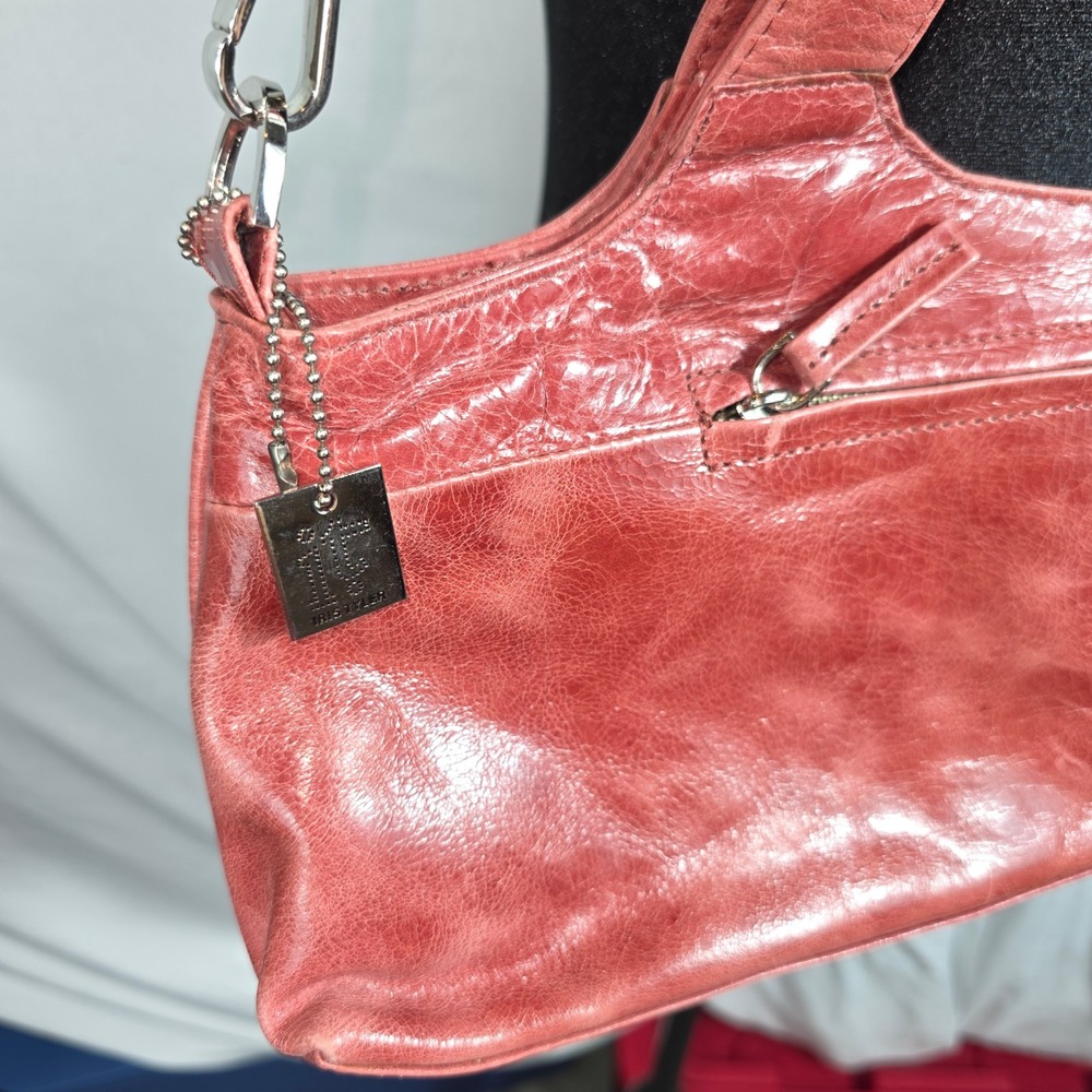 Iris Tyler Red Distressed Leather Baguette Shoulder Bag Crossbody Handbag